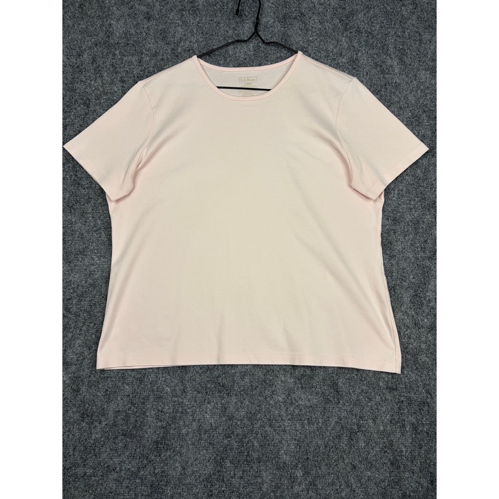 LL Bean Womens Pink Supima Cotton Short Sleeve Crewneck T-Shirt Large 207242